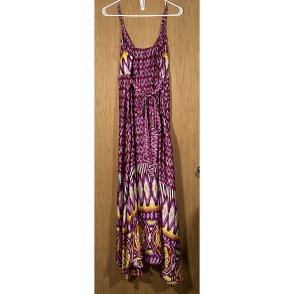 Pyramid Collection Colorful Maxi Dress Boho Handkerchief Hem Resort Women's M - Picture 2 of 5